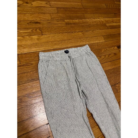 J. Crew Womens Capri Pants Size 6p Petite Gray White Striped Linen Cotton Beach - Picture 2 of 5